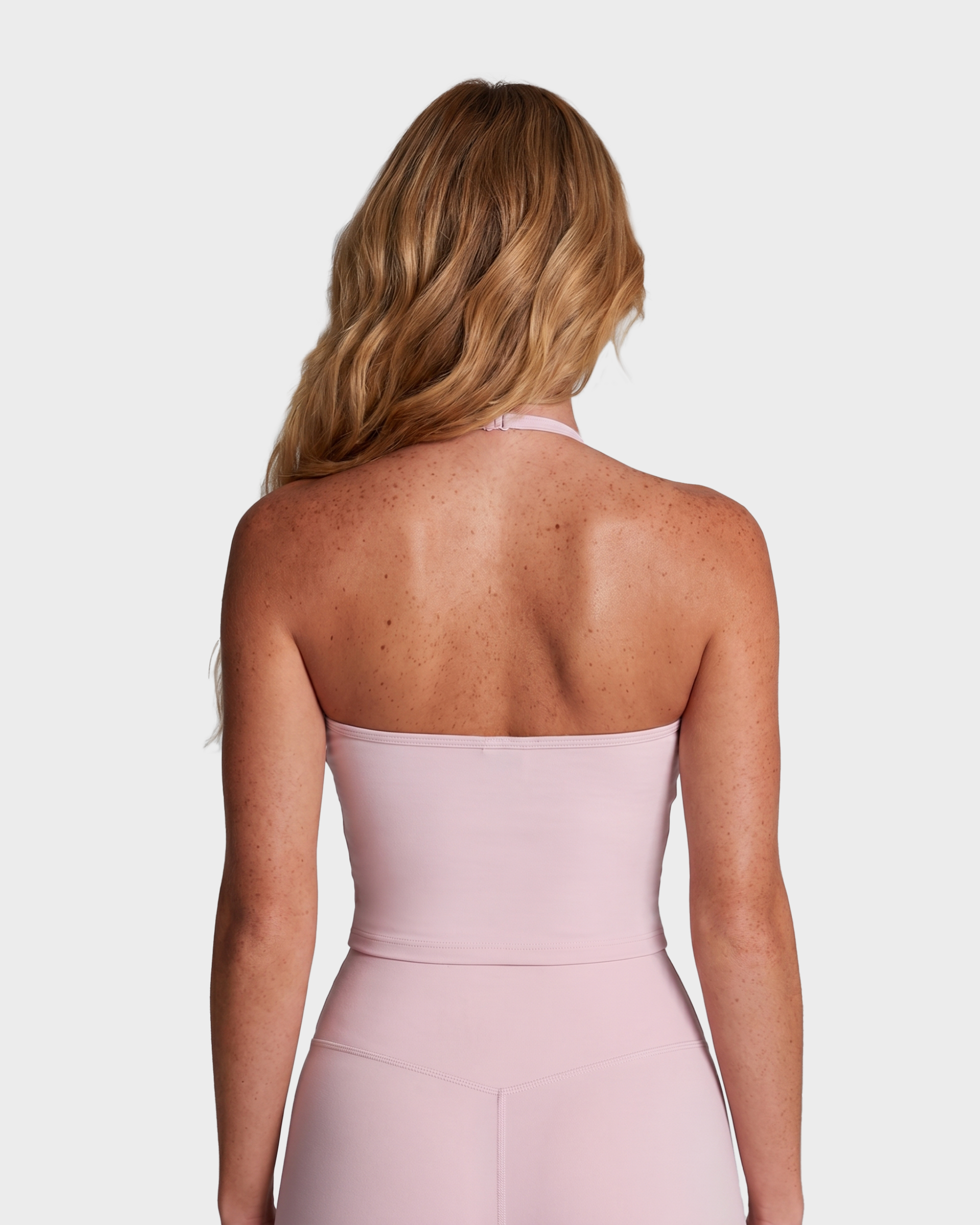 Amelie Halterneck Top & Capri Leggings Set - Baby pink
