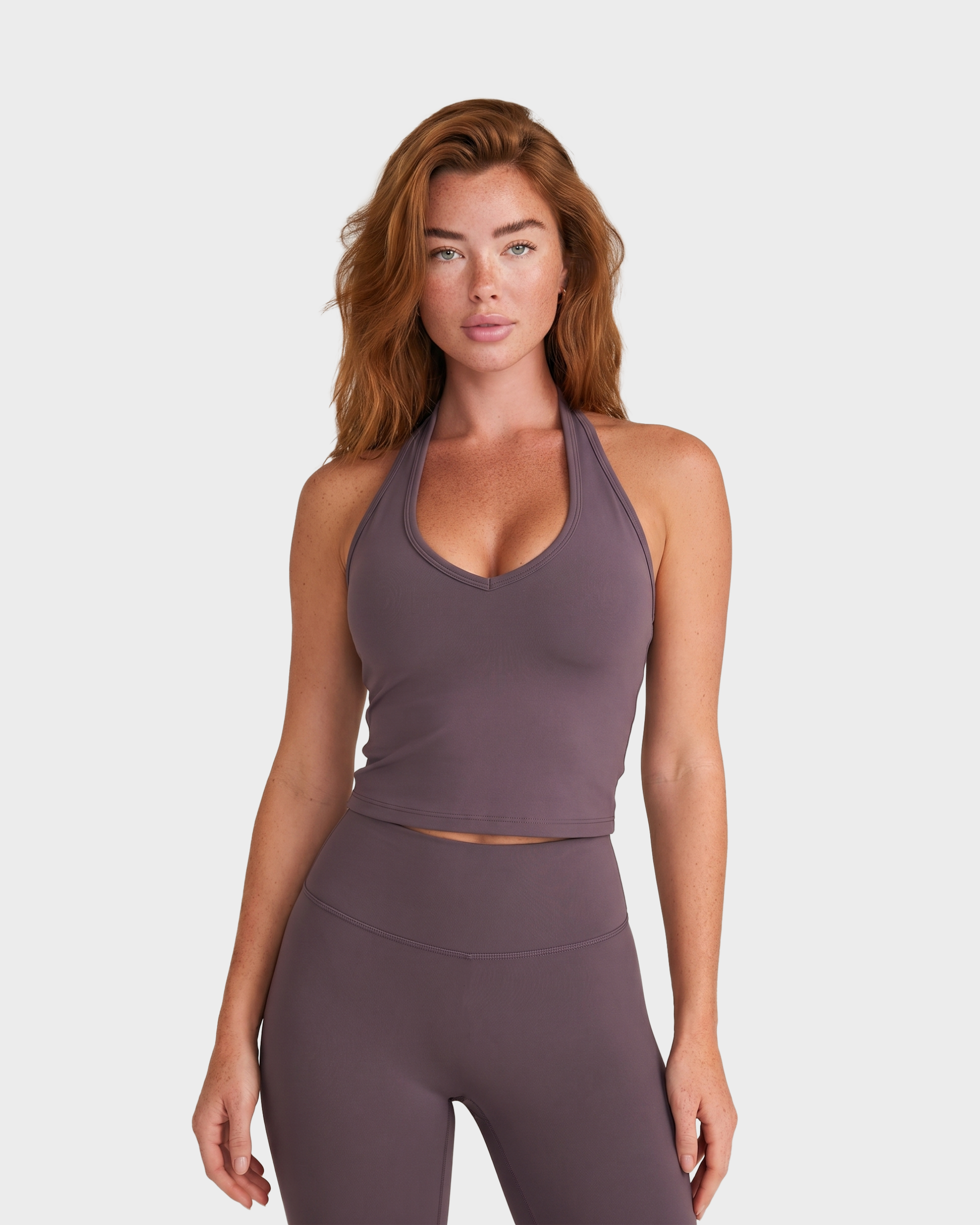 Amelie Halterneck Top & Capri Leggings Set - Purple