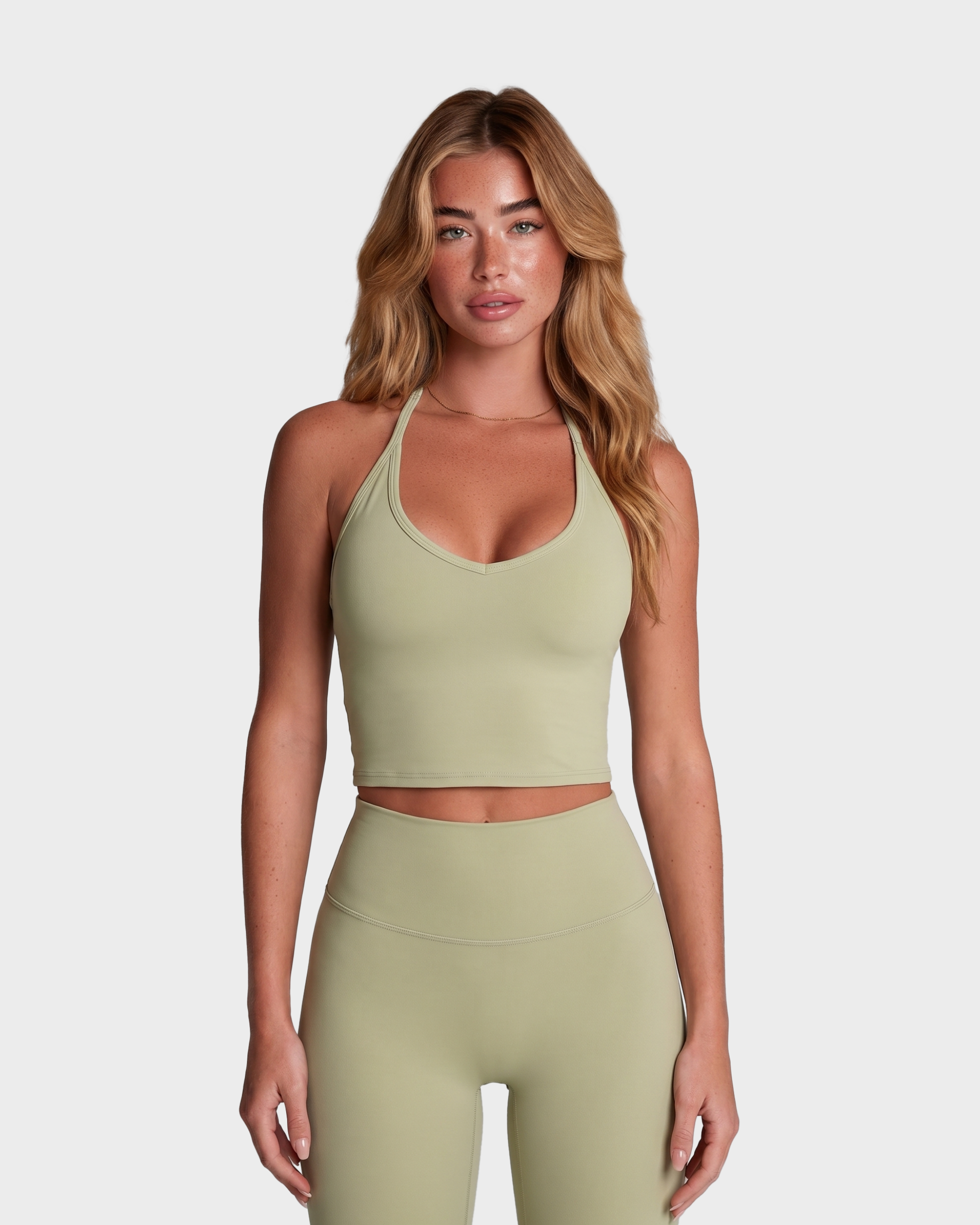Amelie Halterneck Top & Capri Leggings Set - Sage