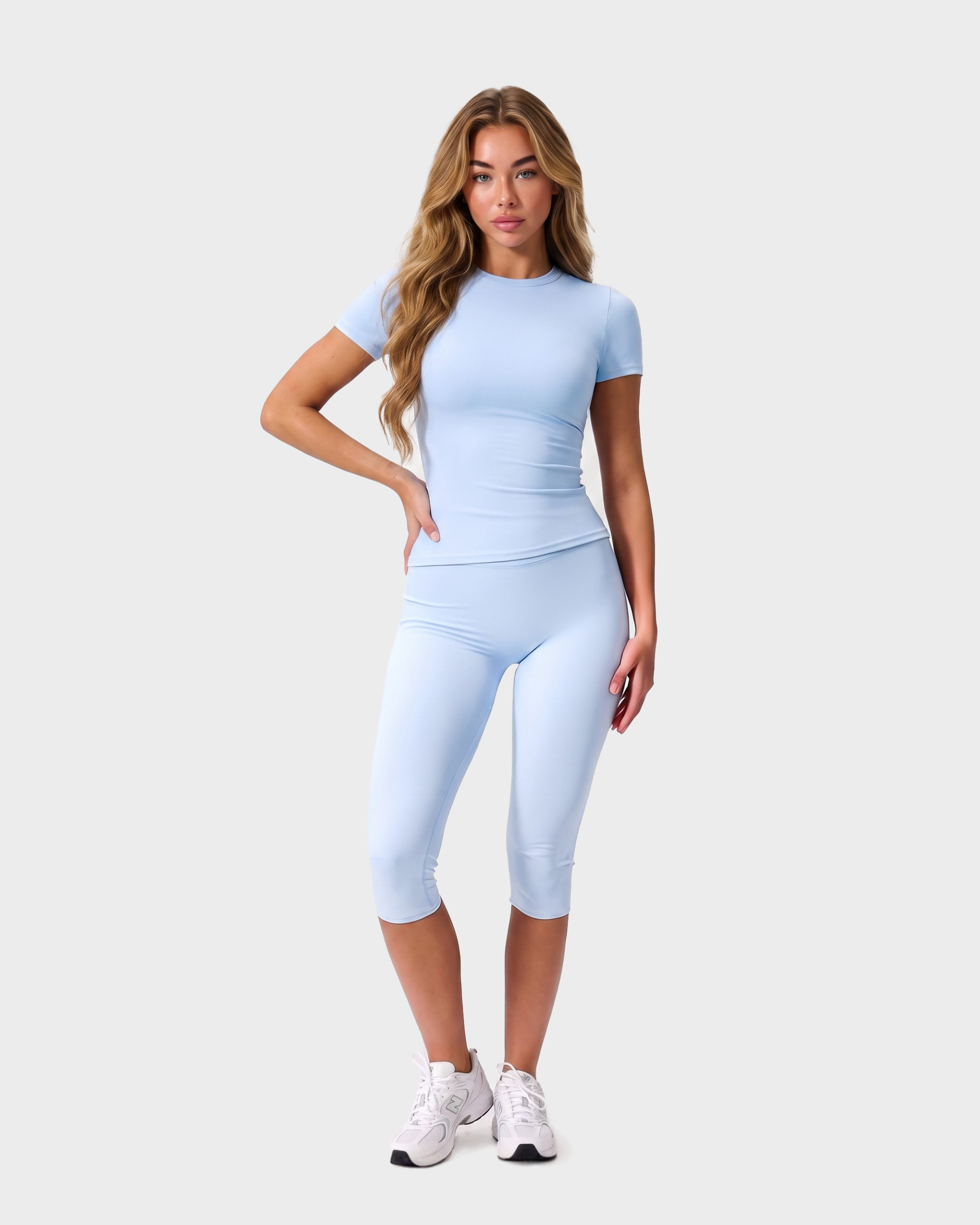 Amelie Tee & Capri Leggings Set - Baby Blue