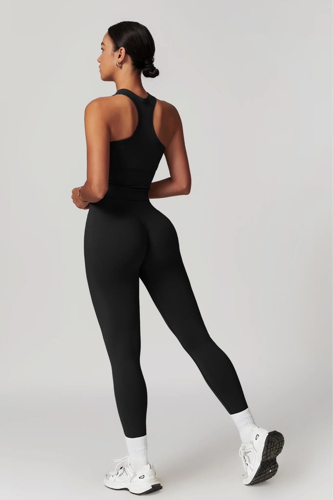 Chloe Racer Top & Leggings Set - Black