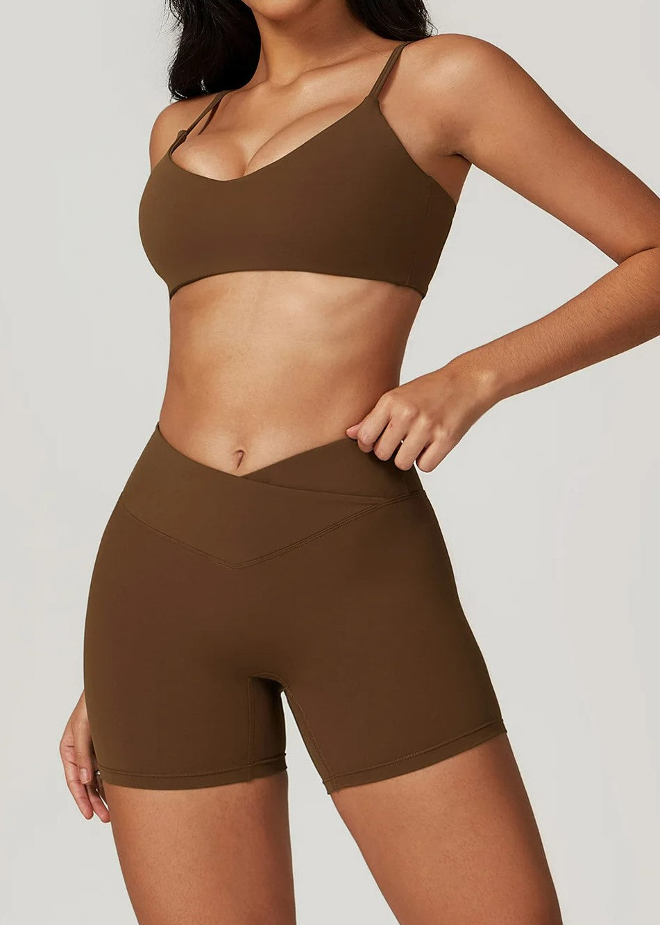 Brown Sports Bra Frontside#color_chocolate