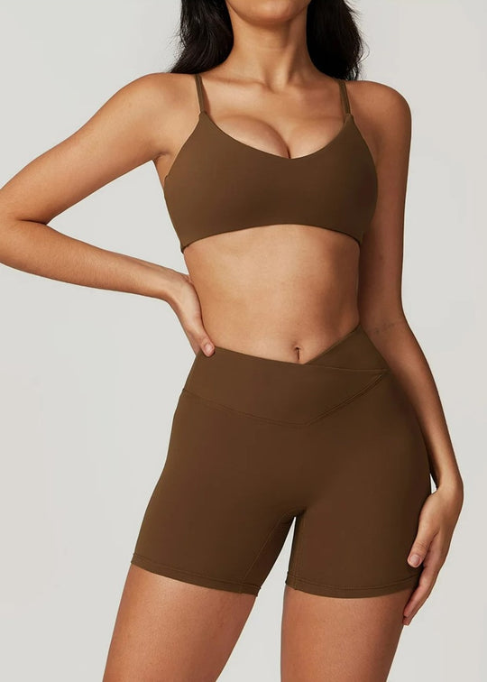 Brown Sports Bra Frontside#color_chocolate