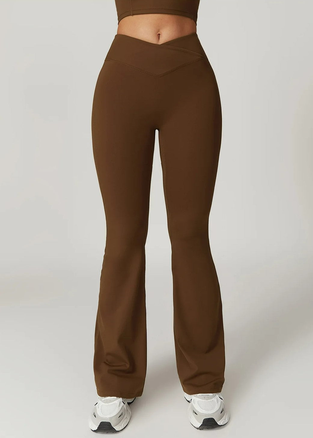 Brown Flared Leggings Frontside#color_chocolate