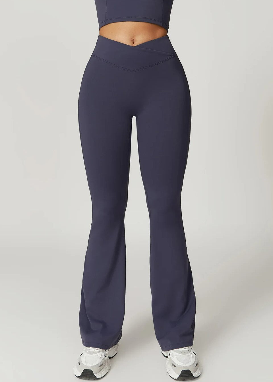 Blue Flared Leggings Frontside#color_midnight