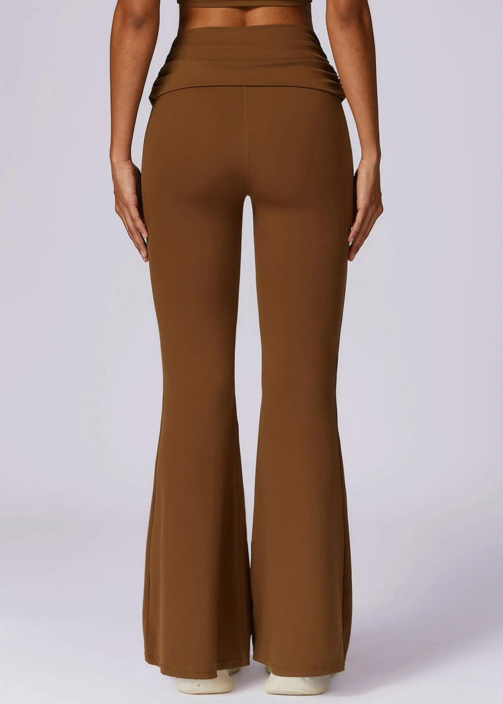 Brown Flared Leggings Backside#color_chocolate