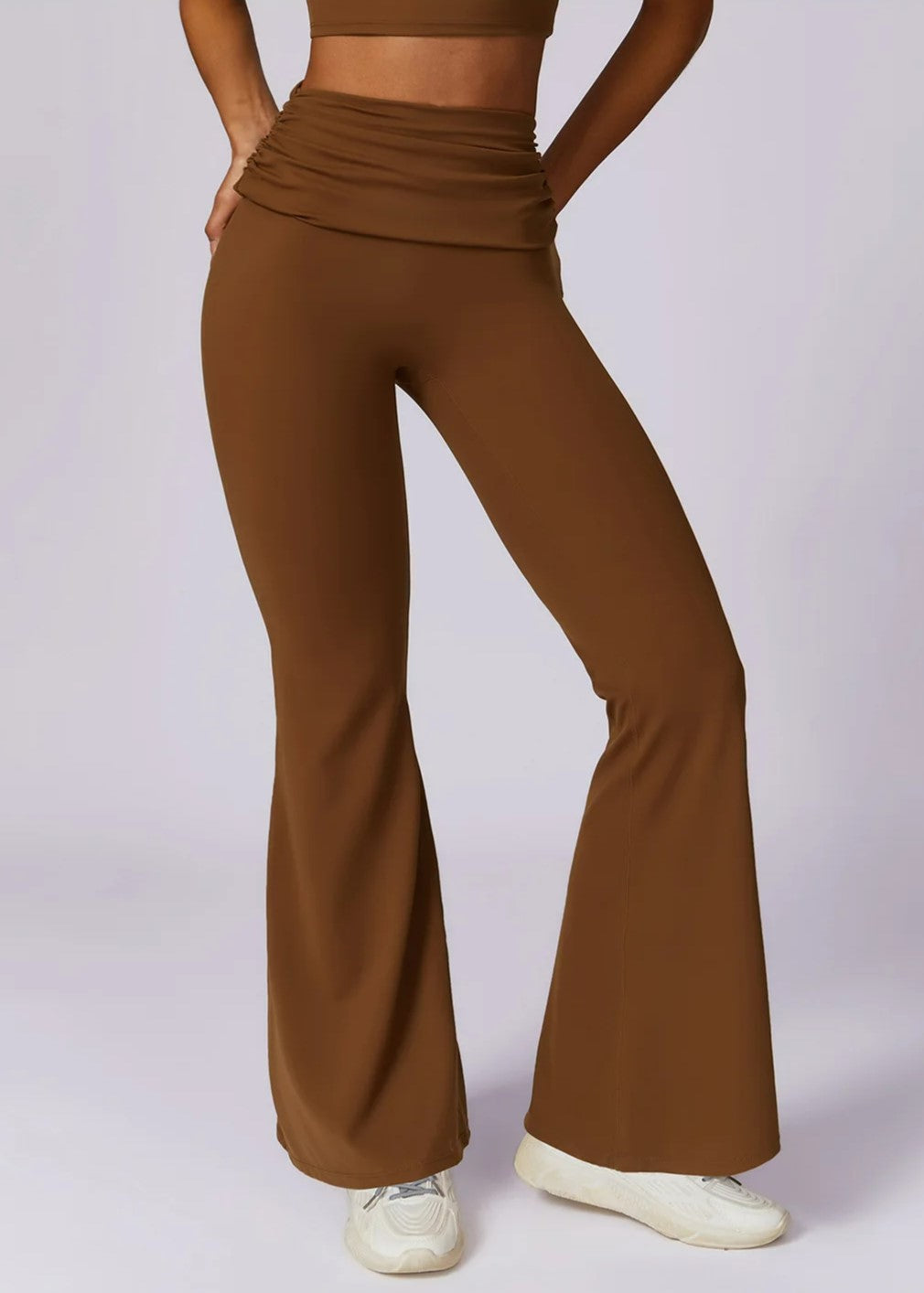 Brown Flared Leggings Frontside#color_chocolate