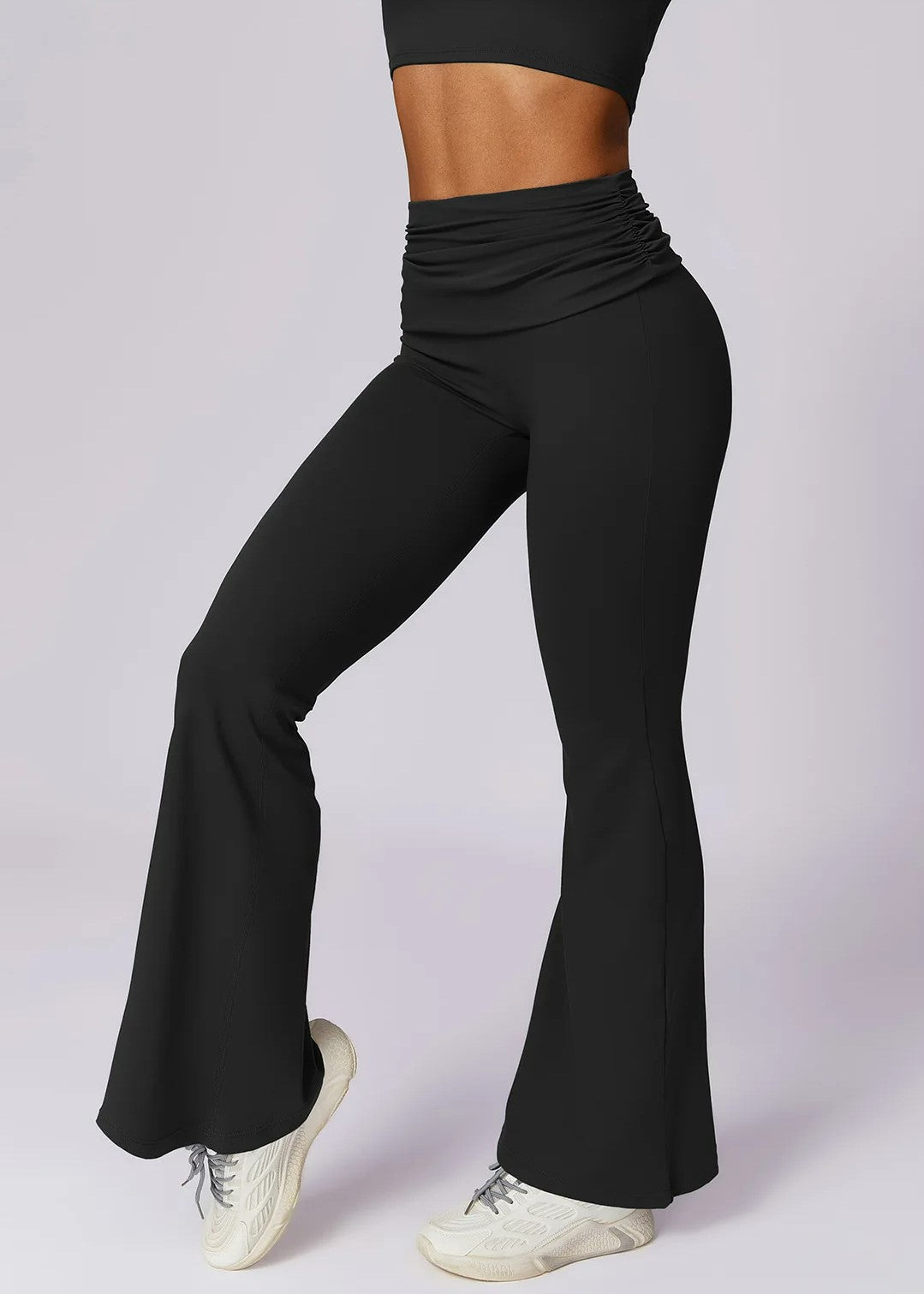 Black Flared Leggings Sideview#color_black