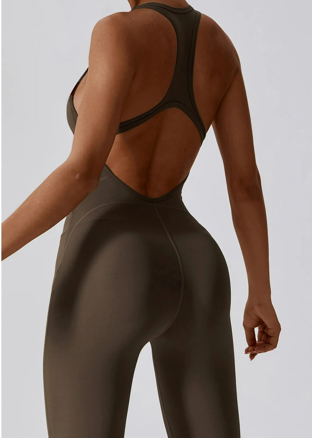 Brown Jumpsuit Backside#color_coffee