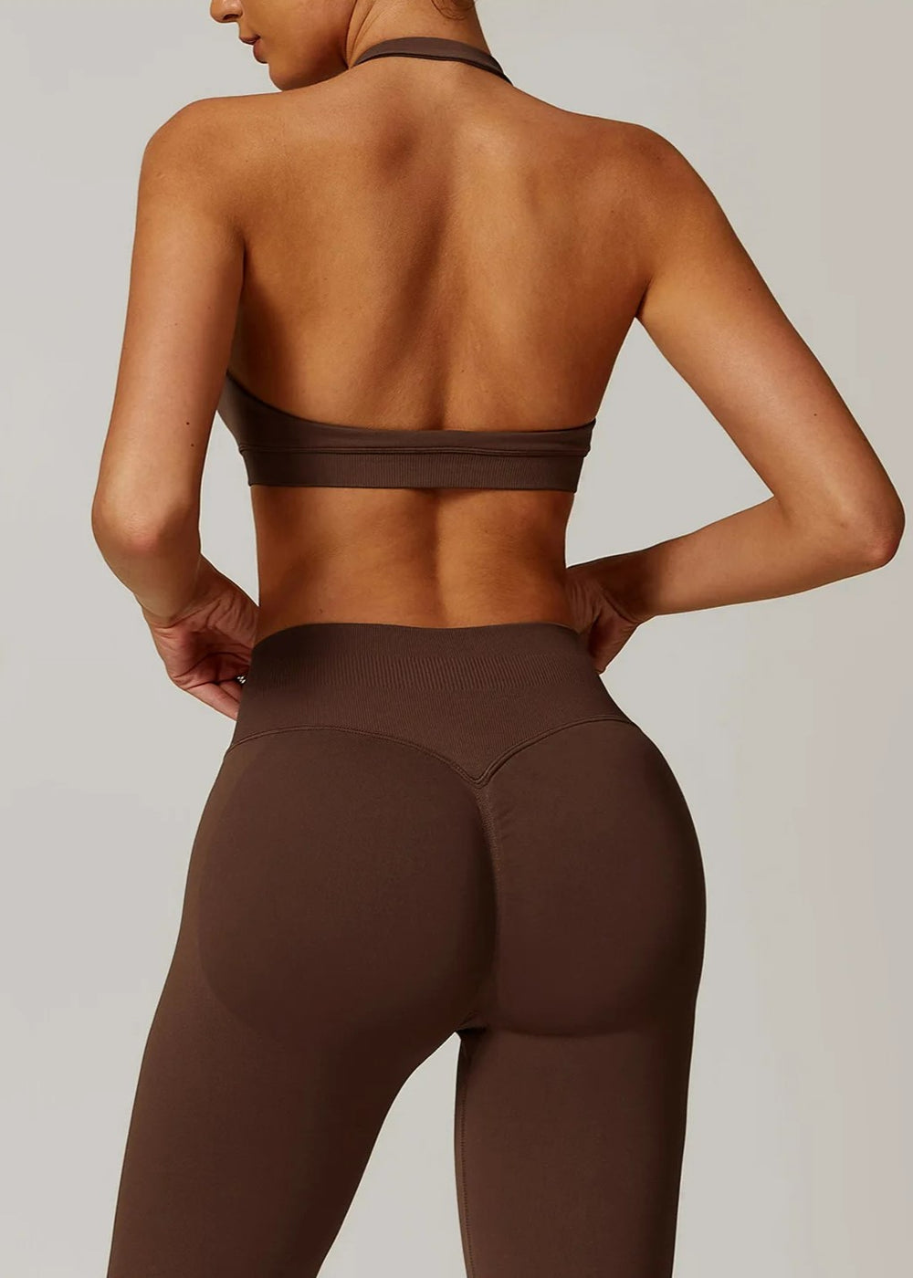 Brown Sports Bra Backside#color_coffee