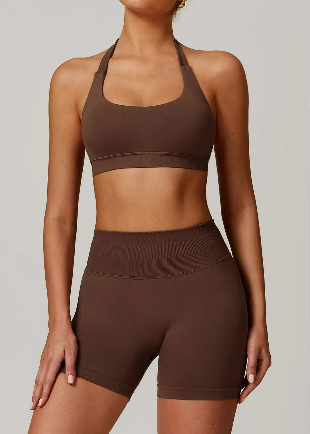 Brown Sports Bra Frontside#color_coffee