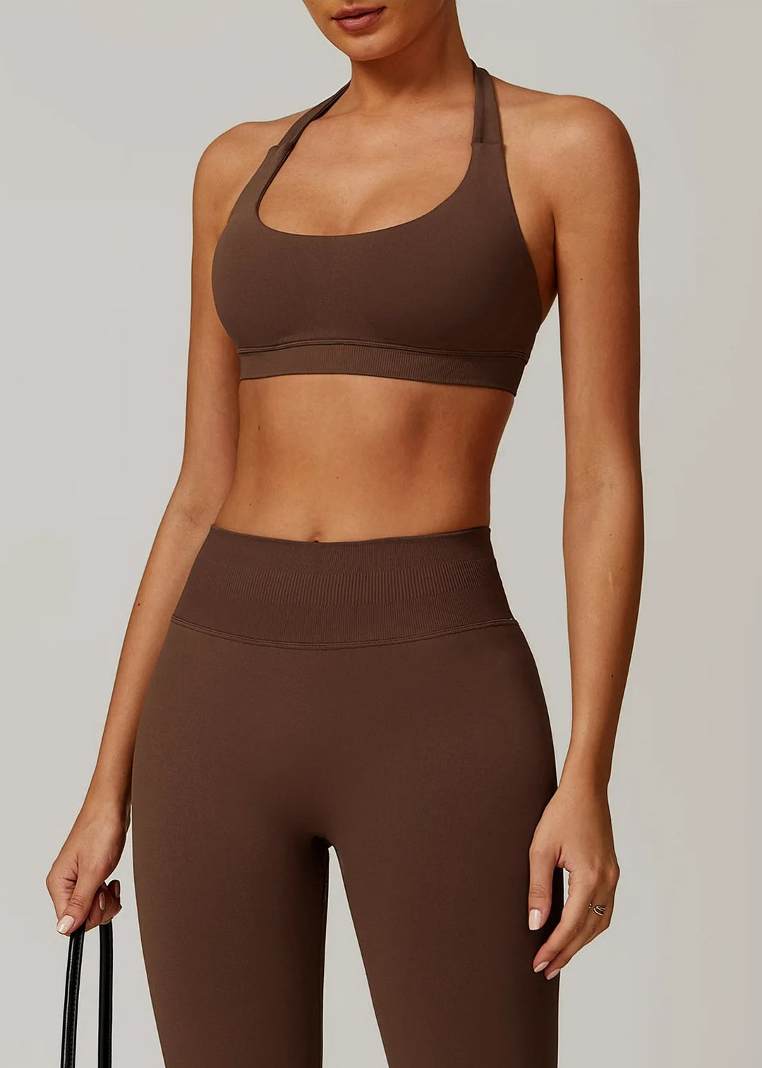 Brown Sports Bra Frontside#color_coffee