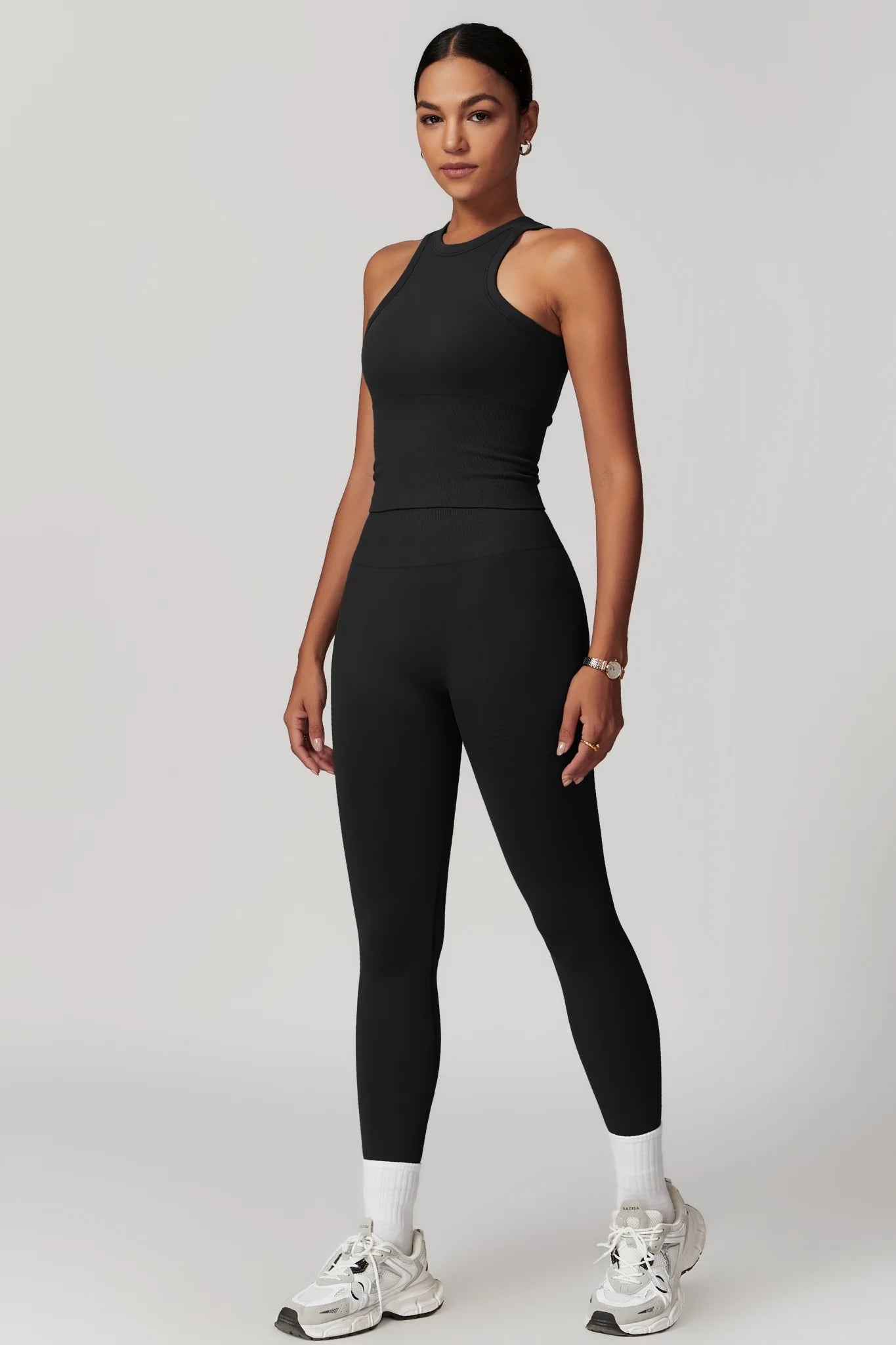 Chloe Racer Top & Leggings Set - Black