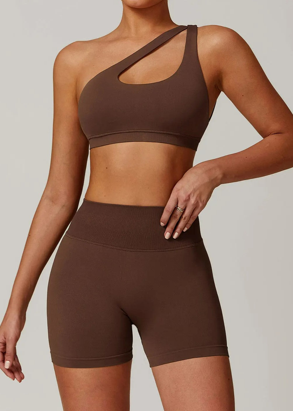 Brown Sports Bra Frontside#color_coffee