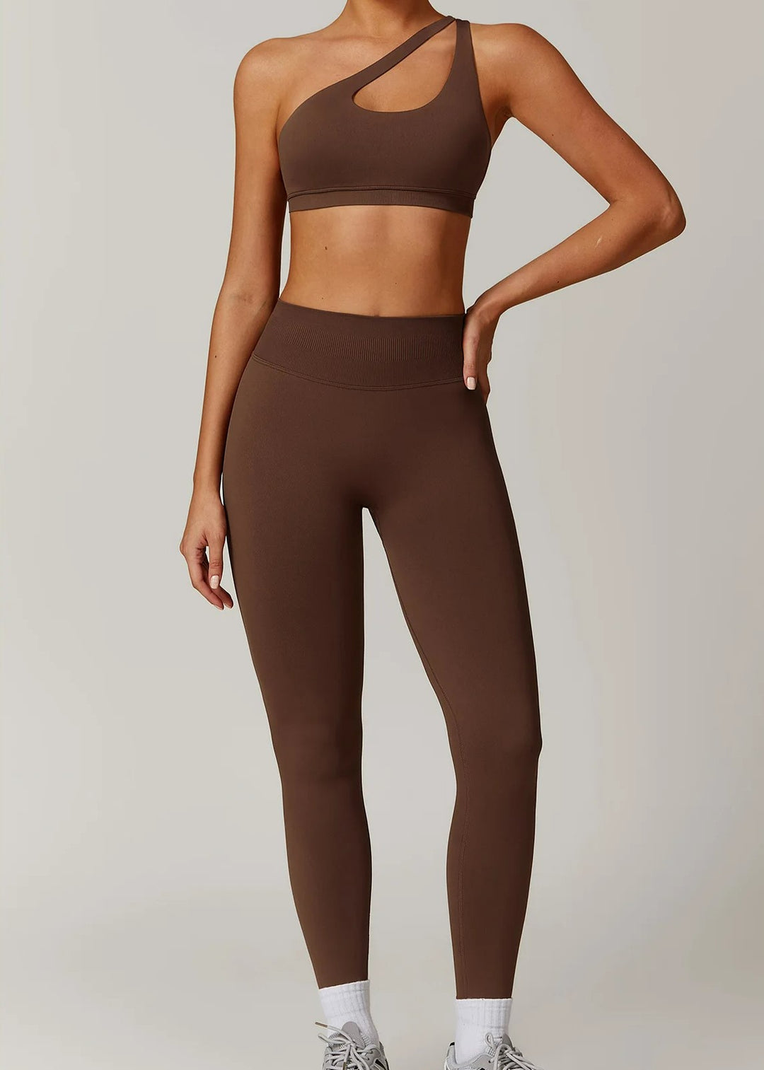 Brown Sports Bra Frontside#color_coffee