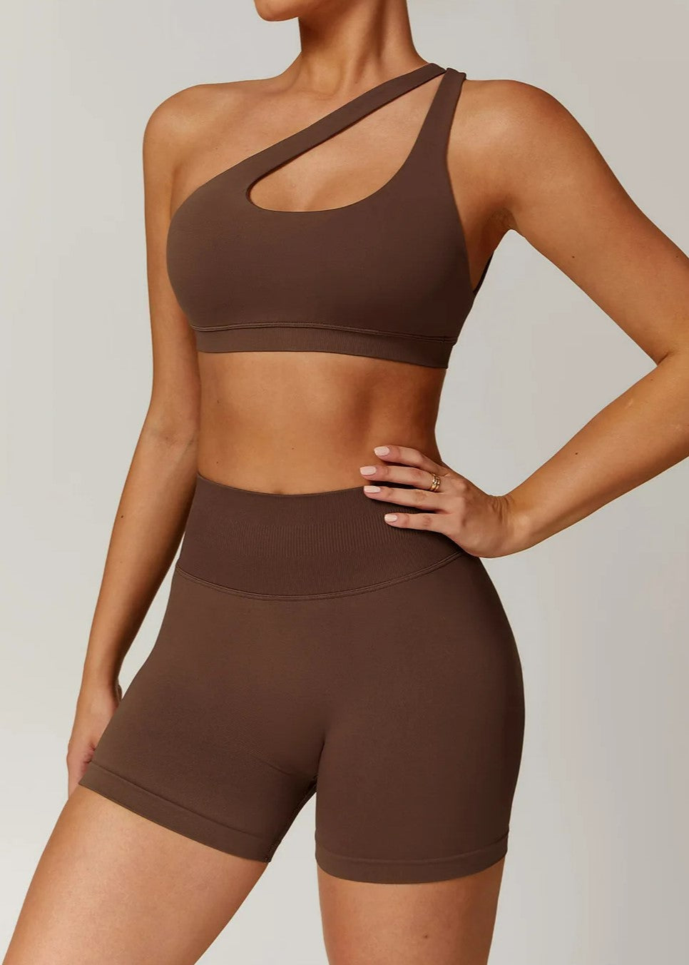 Brown Sports Bra Frontside#color_coffee