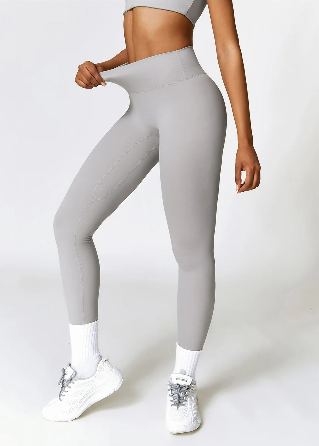 Gray Leggings Sideview#color_steel-gray