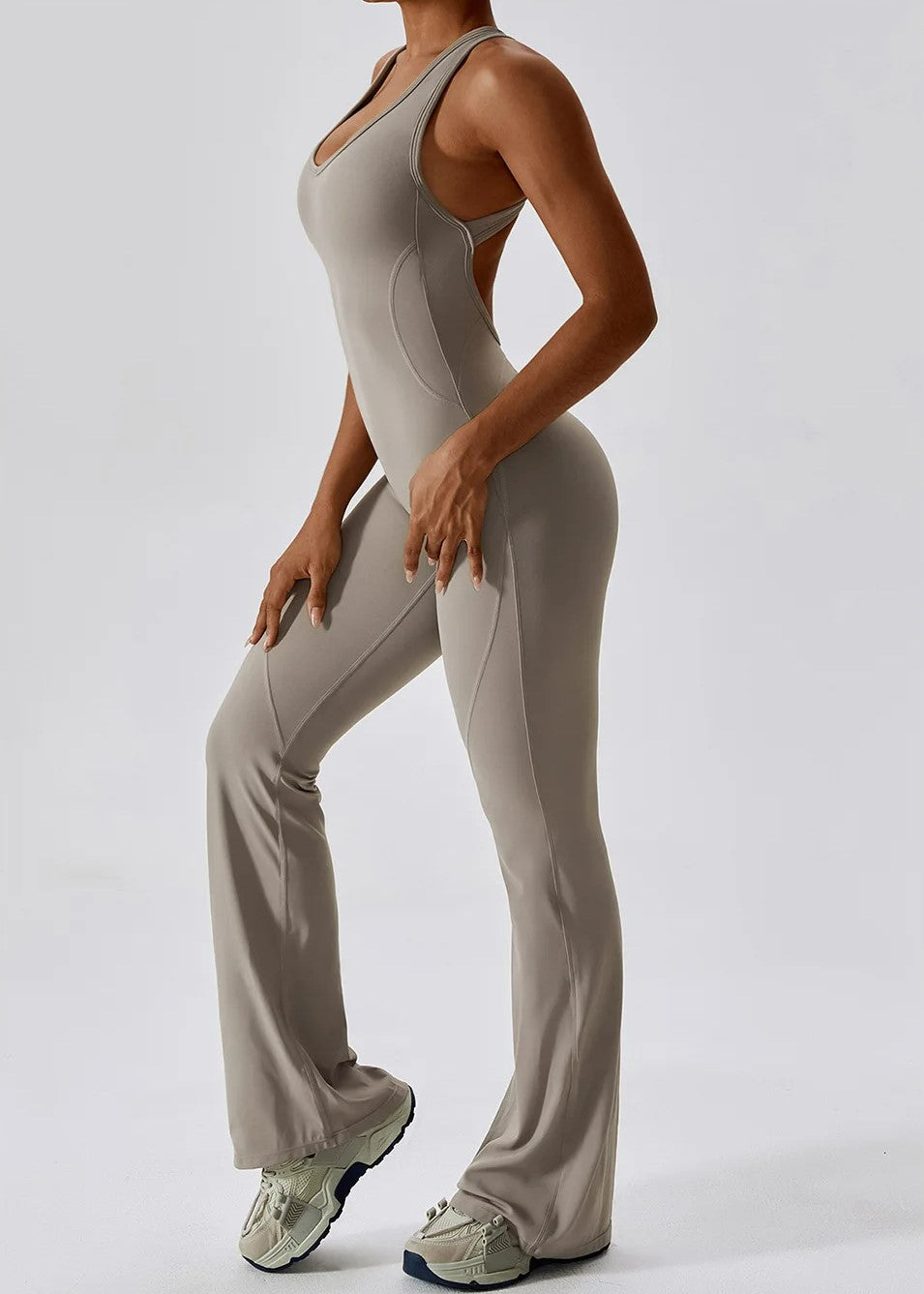 Beige Jumpsuit Sideview#color_sand