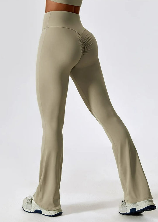 Beige Flared Leggings Backside#color_sand