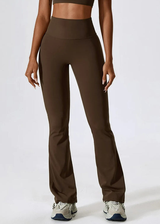 Brown Flared Leggings Frontside#color_coffee