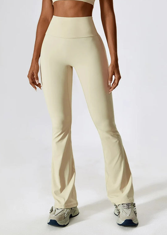 Beige Flared Leggings Frontside#color_cream