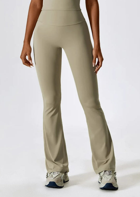 Beige Flared Leggings Frontside#color_sand