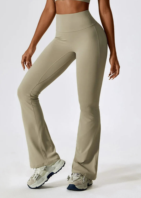 Beige Flared Leggings Sideview#color_sand