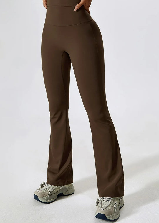 Brown Flared Leggings Sideview#color_coffee