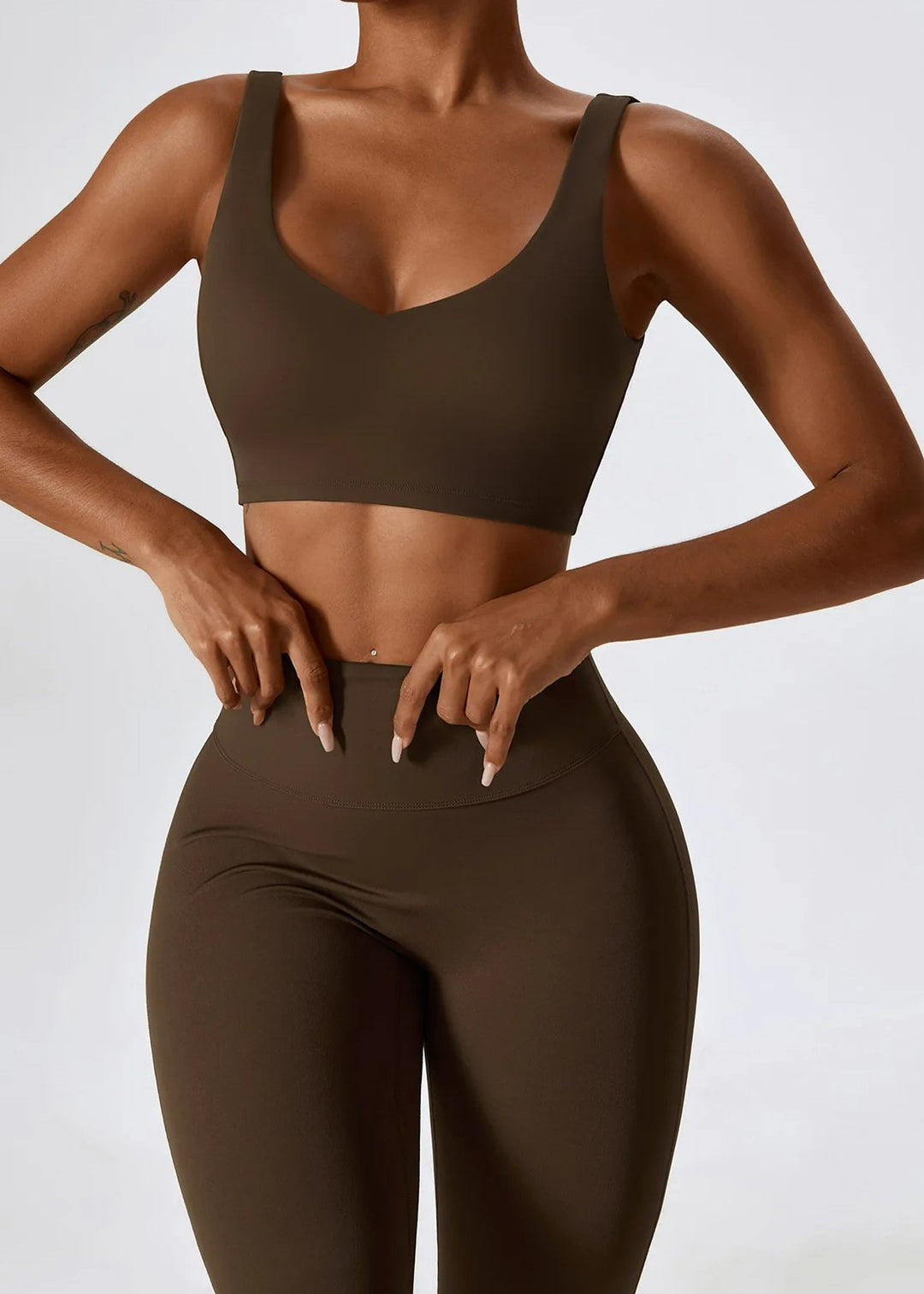 Brown Sports Bra Frontside#color_coffee