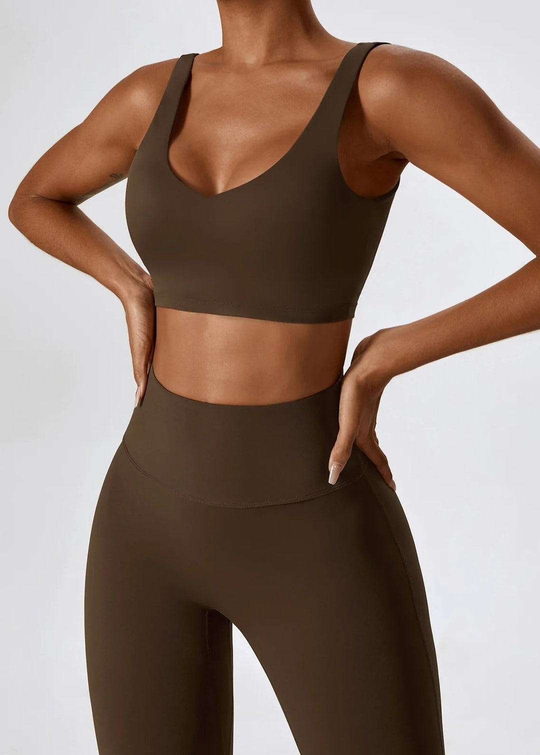 Brown Sports Bra Frontside#color_coffee