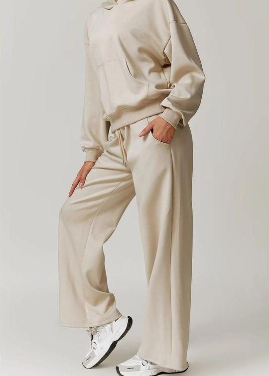 Beige Flared Joggers Sideview#color_beige