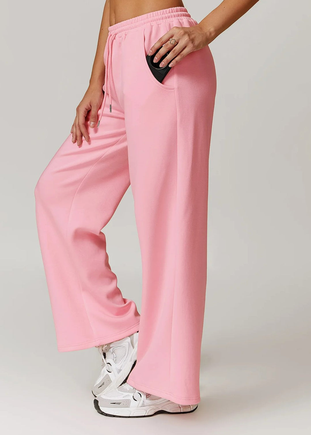 Pink Flared Joggers Sideview#color_pink