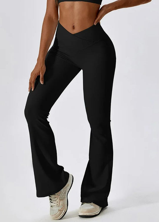 Black Flared Leggings Frontside#color_black