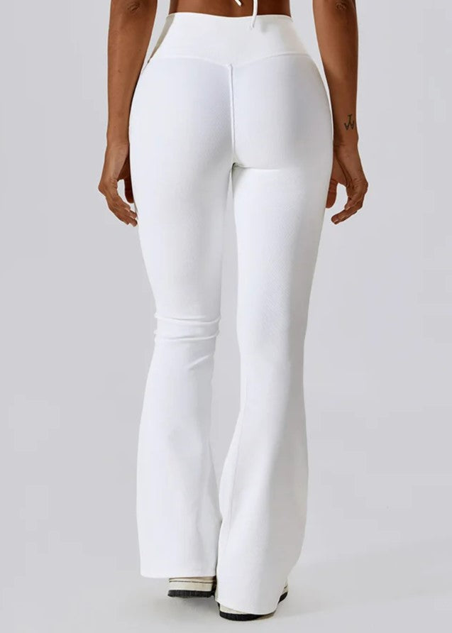 White Flared Leggings Backside#color_white