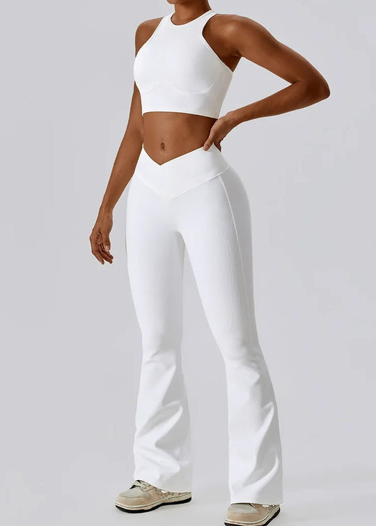 White Flared Leggings Frontside#color_white