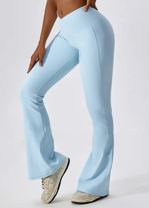 Blue Flared Leggings Sideview#color_baby-blue