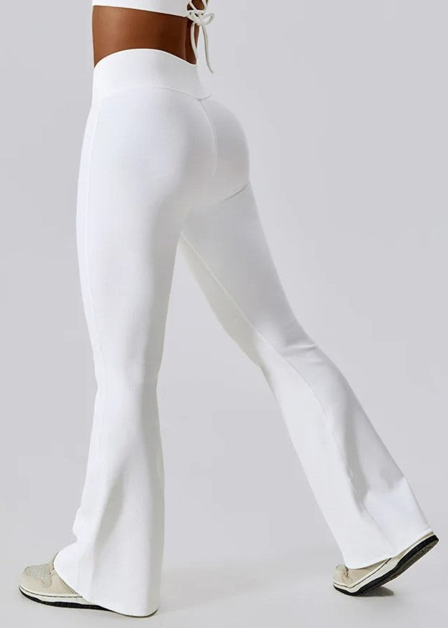 White Flared Leggings Backside#color_white