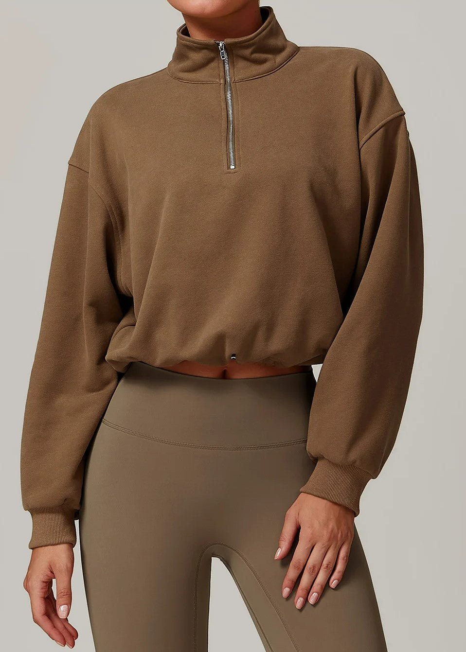 Brown Half Zip Frontside#color_coffee