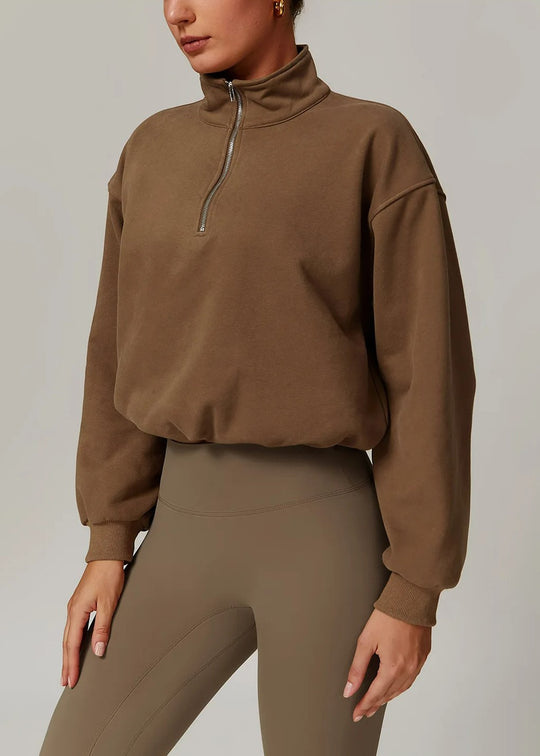 Brown Half Zip Frontside#color_coffee