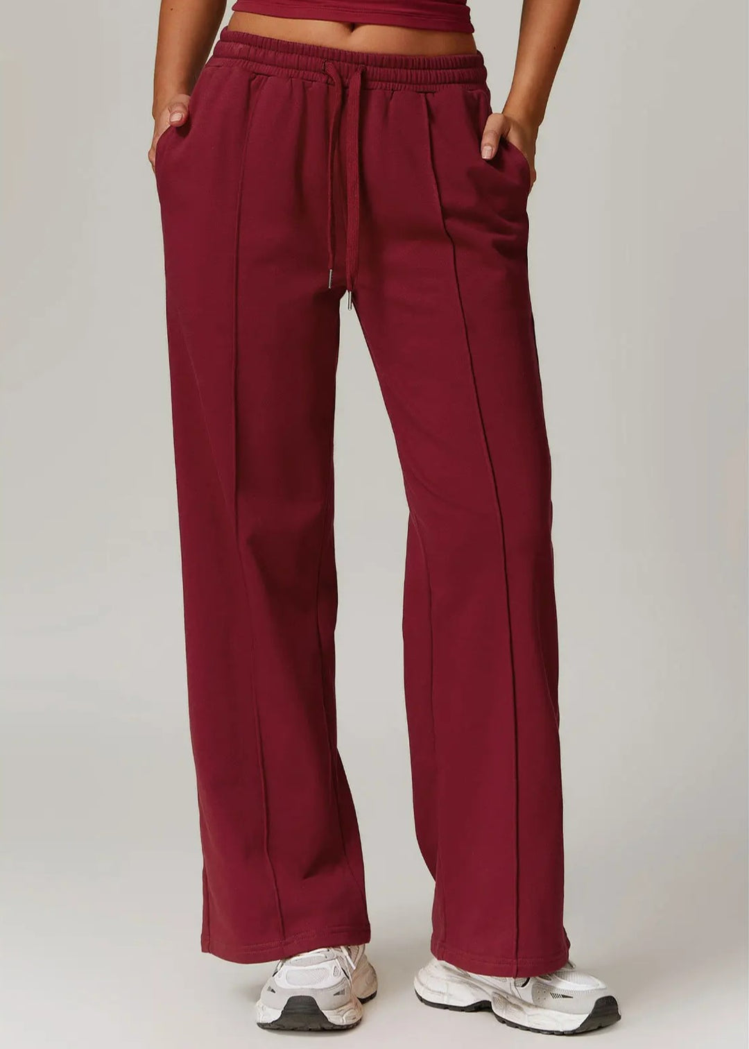 Red Straight Joggers Frontside#color_burgundy