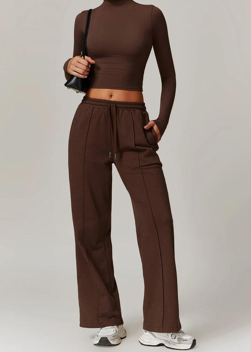 Brown Straight Joggers Frontside#color_coffee