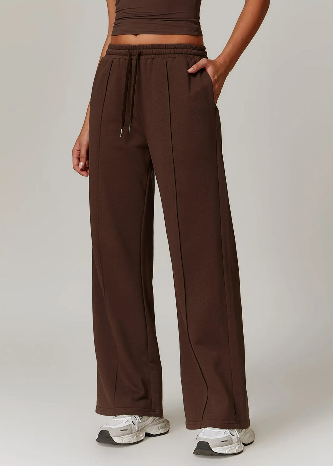 Brown Straight Joggers Frontside#color_coffee