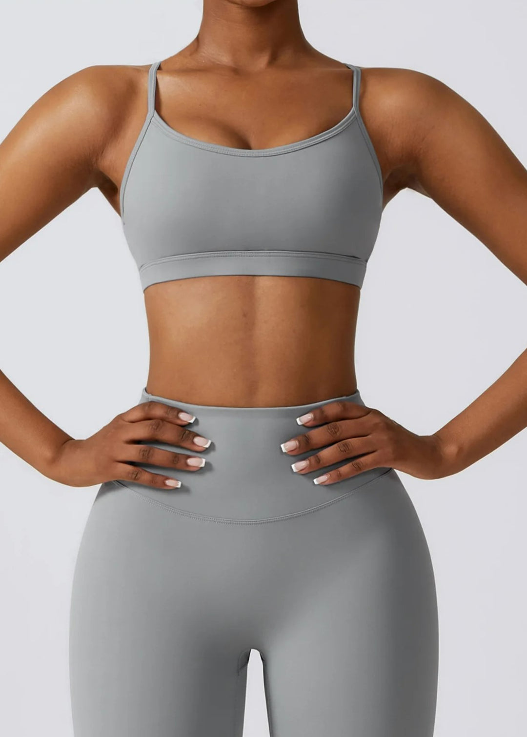 Gray Sports Bra Frontside#color_steel-gray