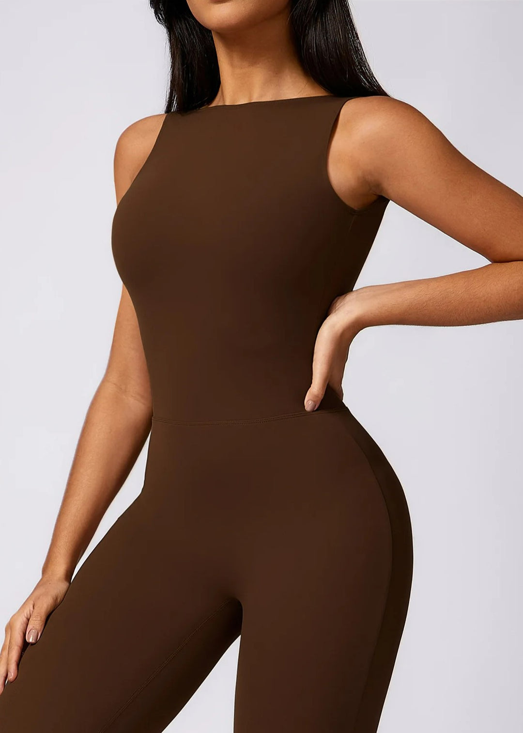 Brown Jumpsuit Frontside#color_chocolate