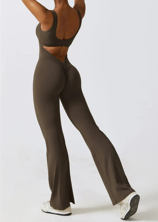 Brown Jumpsuit Backside#color_coffee