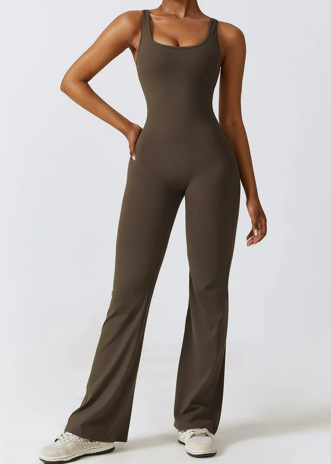 Brown Jumpsuit Frontside#color_coffee