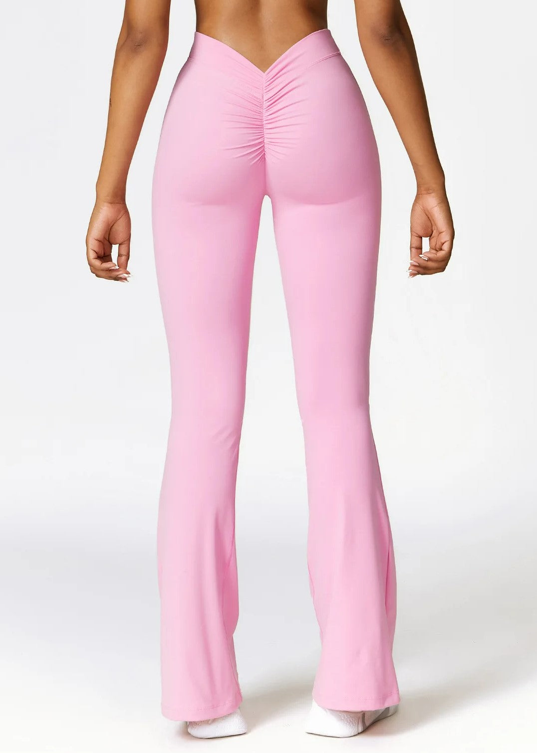 Pink Flared Leggings Backside#color_baby-pink