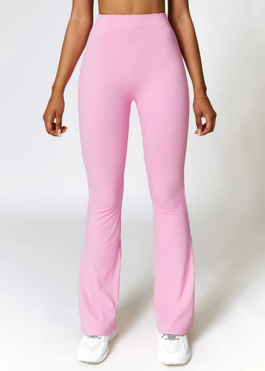 Pink Flared Leggings Frontside#color_baby-pink