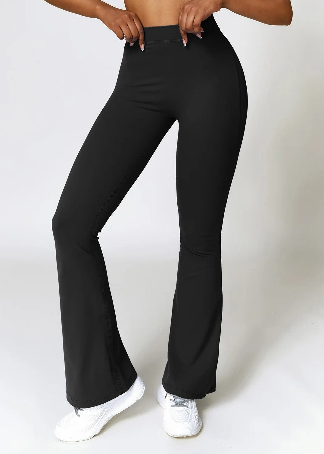 Black Flared Leggings Frontside#color_black