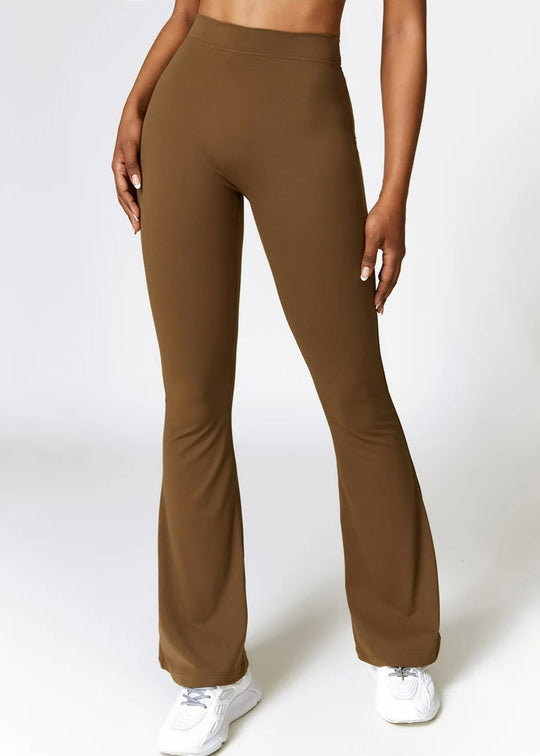 Brown Flared Leggings Frontside#color_chocolate